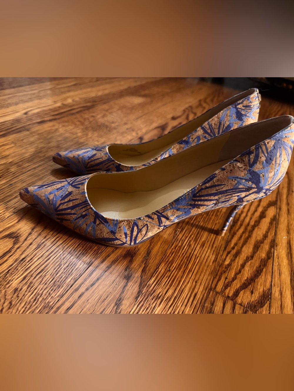 Ivanka Trump Pointed Toe Women’s Pumps in Blue Leaf Print